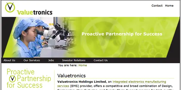 Electronics Manufacturing Company in Singapore - Valuetronics Holdings